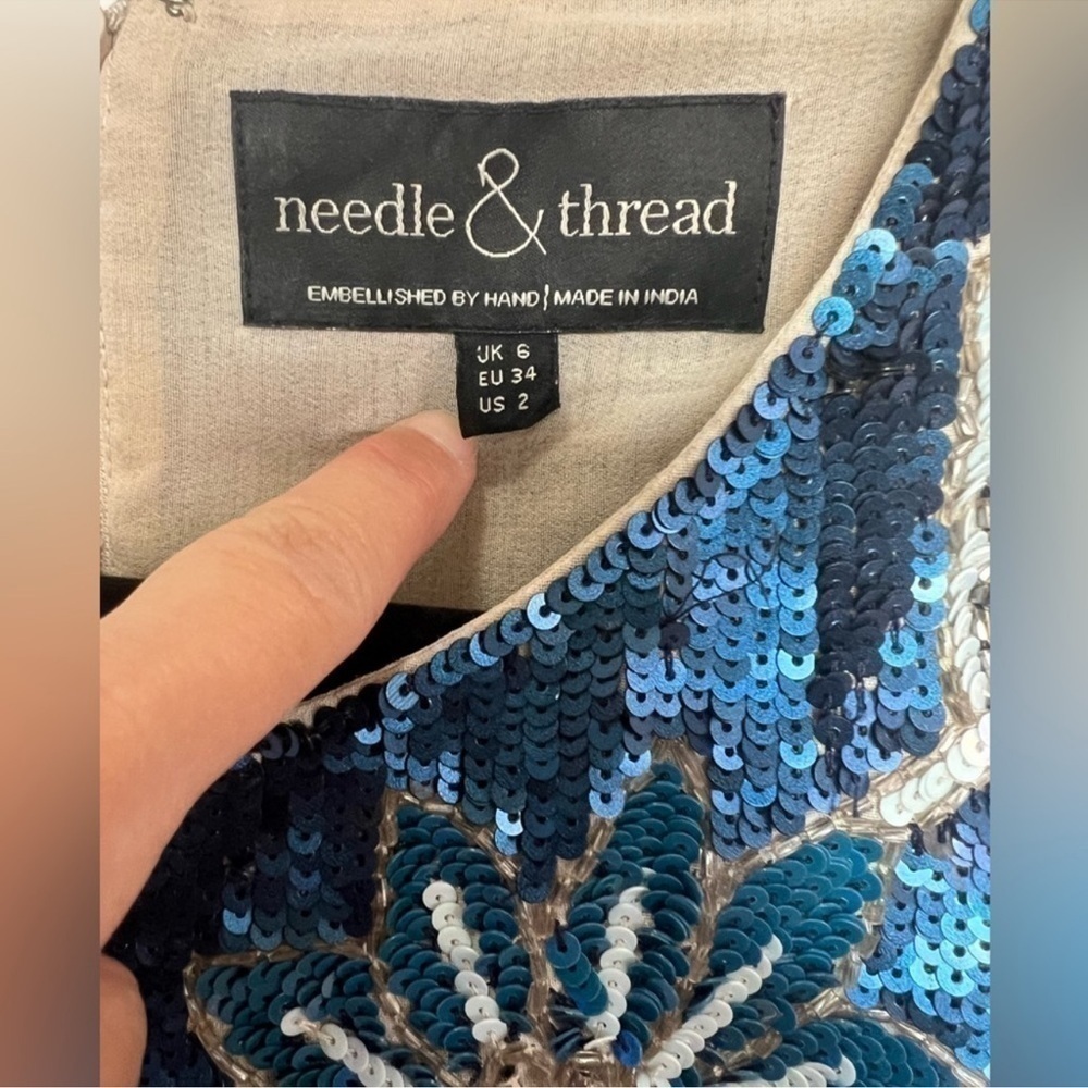 Needle & Thread Porcelain Sequined Mini Dress - Picture 7 of 8